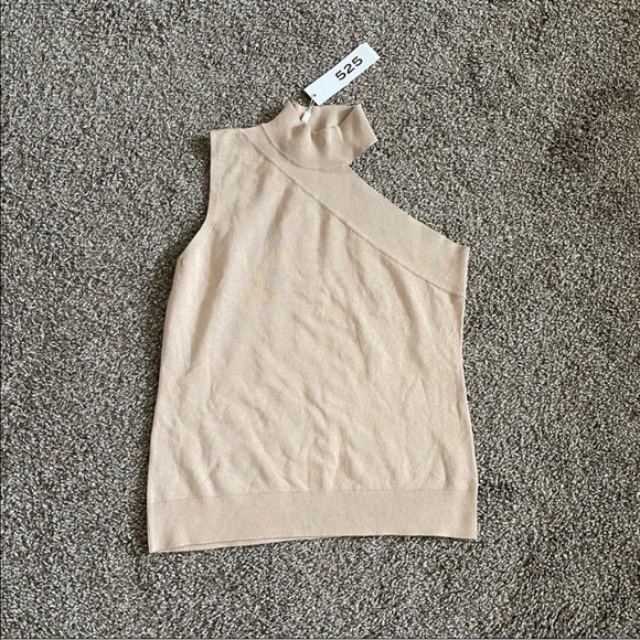 525 One Shoulder Turtleneck Tank Top Oat - Picture 6 of 6